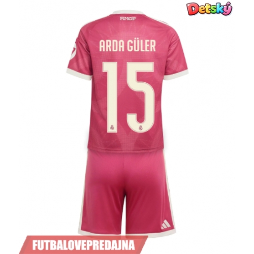 Lacne Dětský Futbalové dres Real Madrid Arda Guler #15 2026-27 Krátky Rukáv - Tretina (+ trenírky)